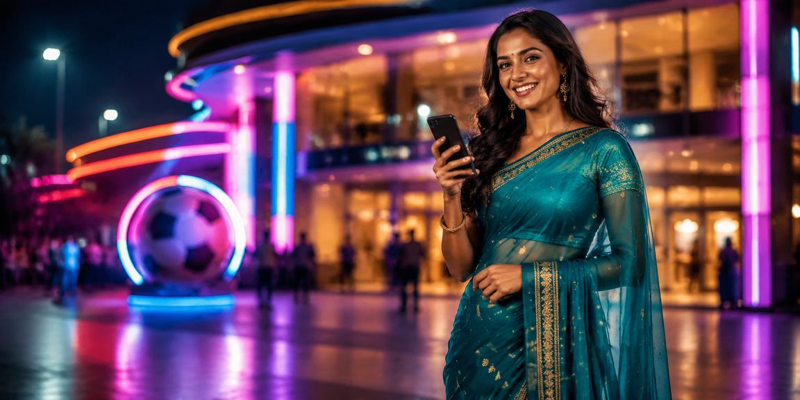 Delhi evening football betting scene with woman in saree